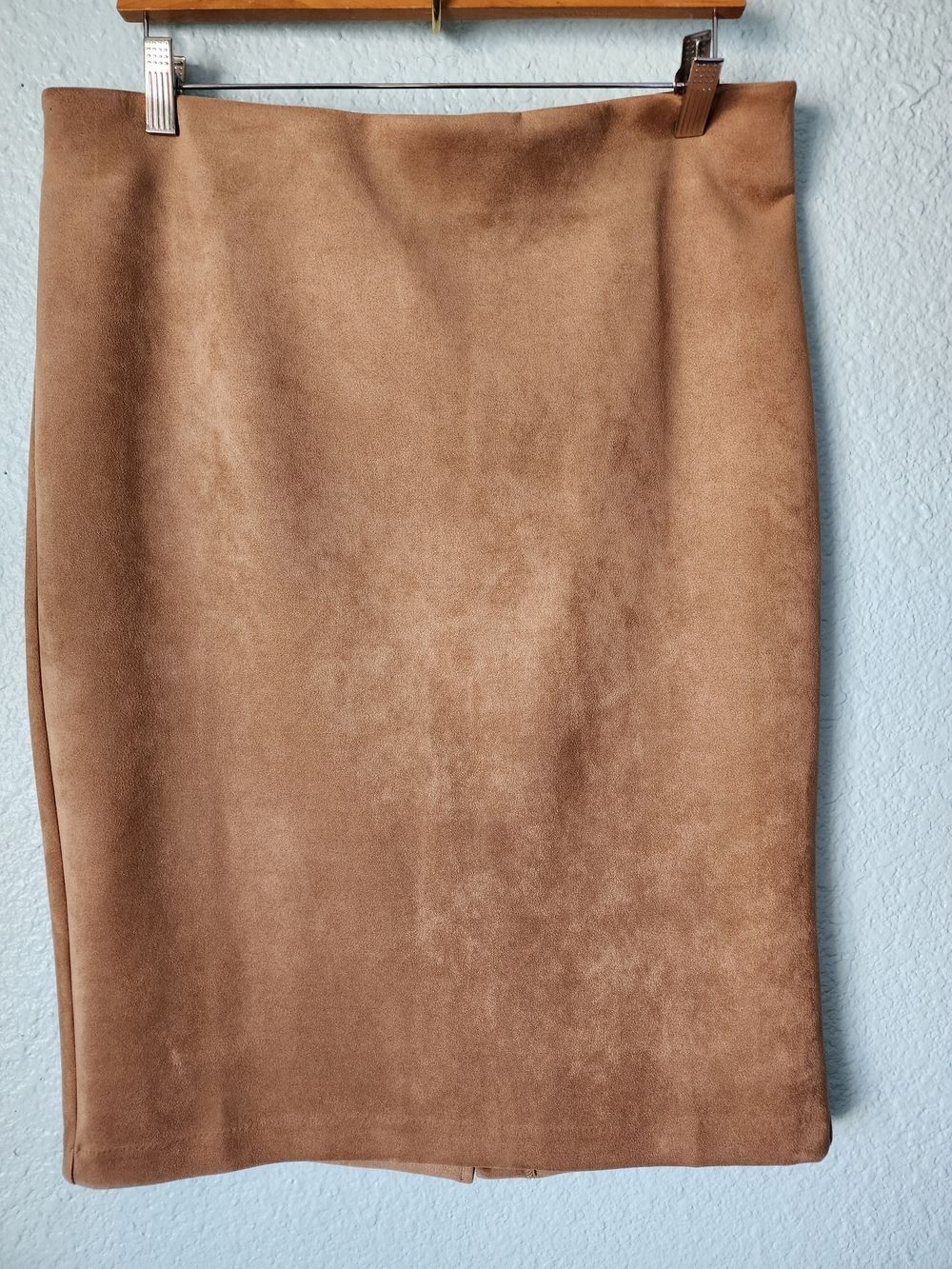 ECI Tan Suede-Look Pencil Skirt